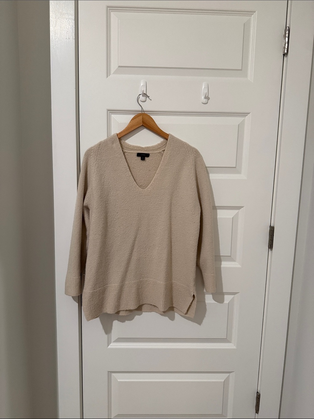 J-Crew V-Neck Cozy Knit Sweater in Beige